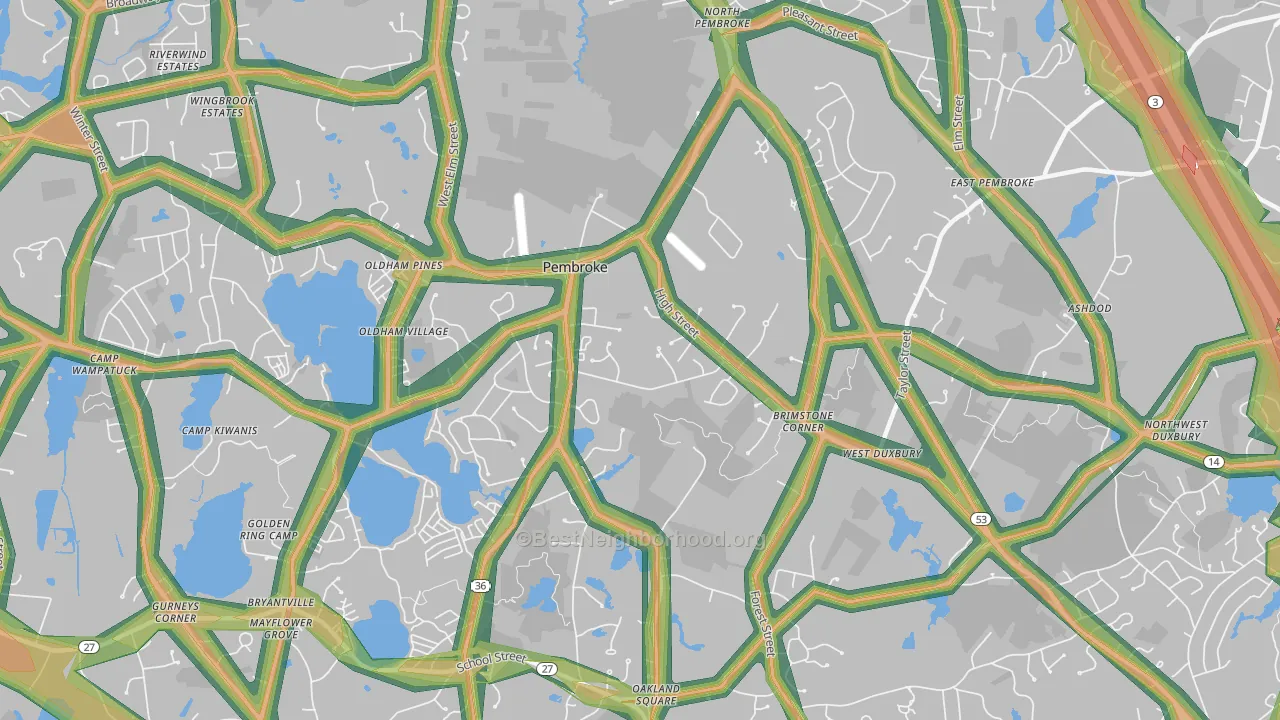 Pembroke, MA Map of Noise Levels in Pembroke
