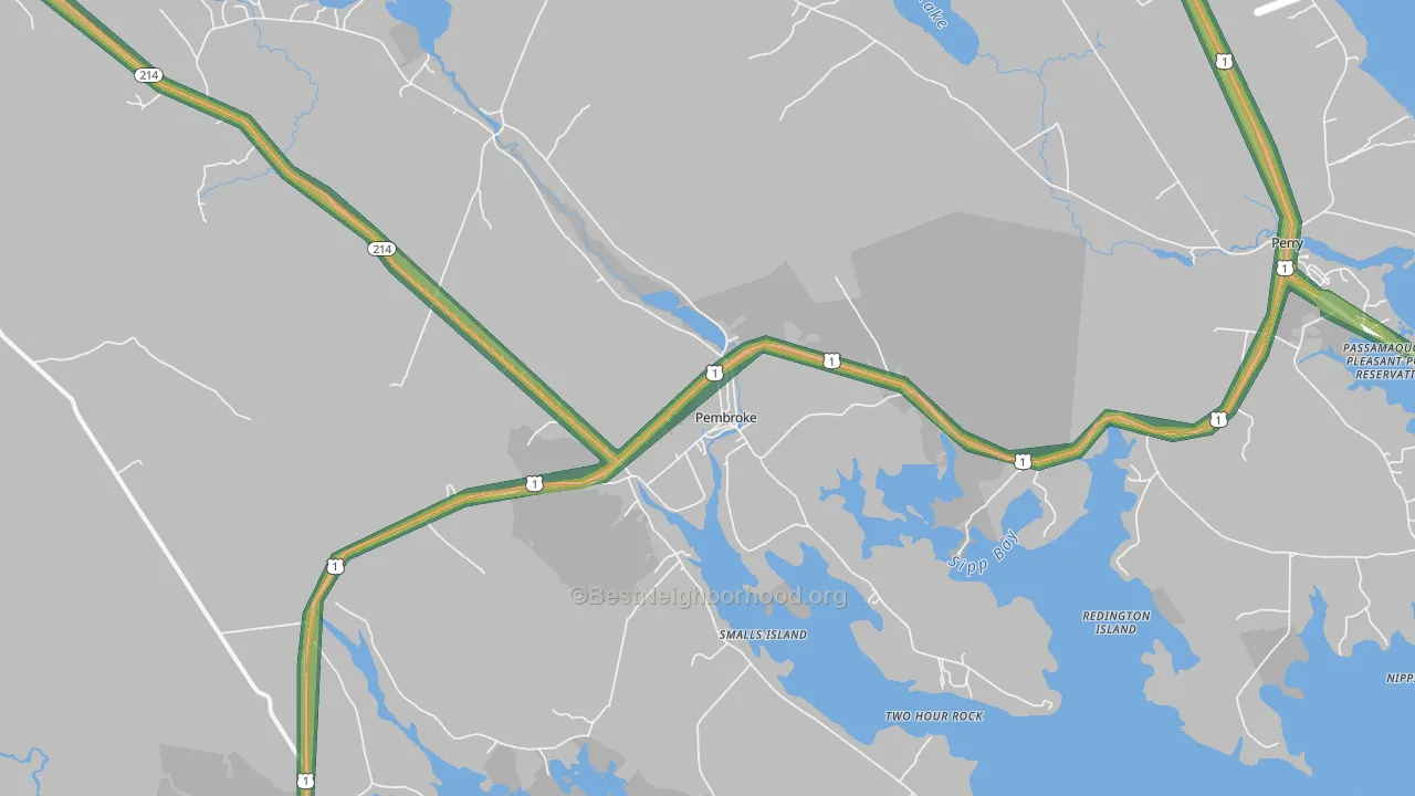 Pembroke, ME Map of Noise Levels in Pembroke