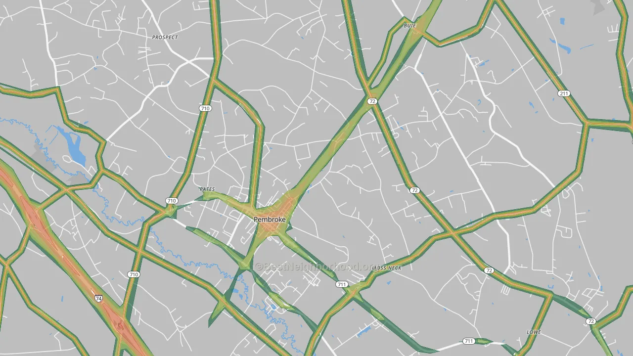Pembroke, NC Map of Noise Levels in Pembroke