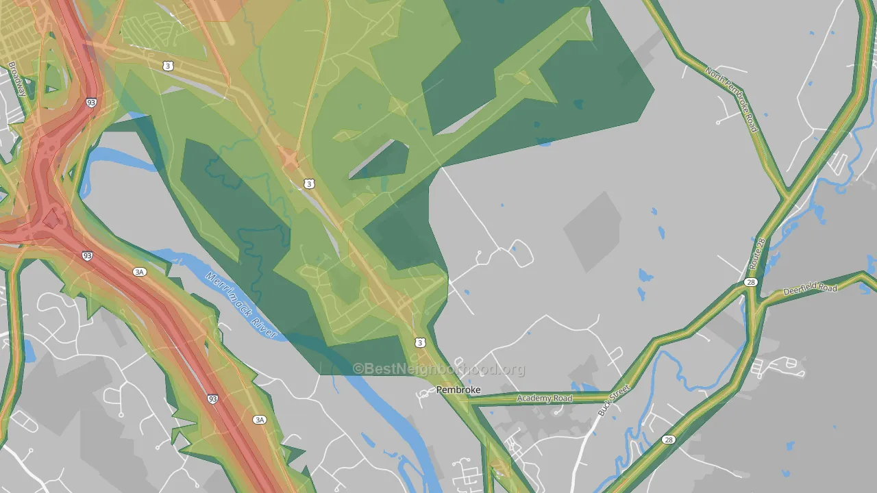 Pembroke, NH Map of Noise Levels in Pembroke