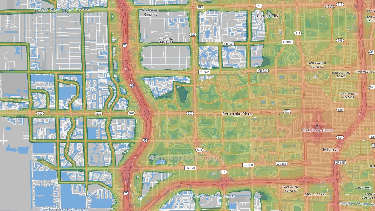 Pembroke Pines, FL Map of Noise Levels in Pembroke Pines