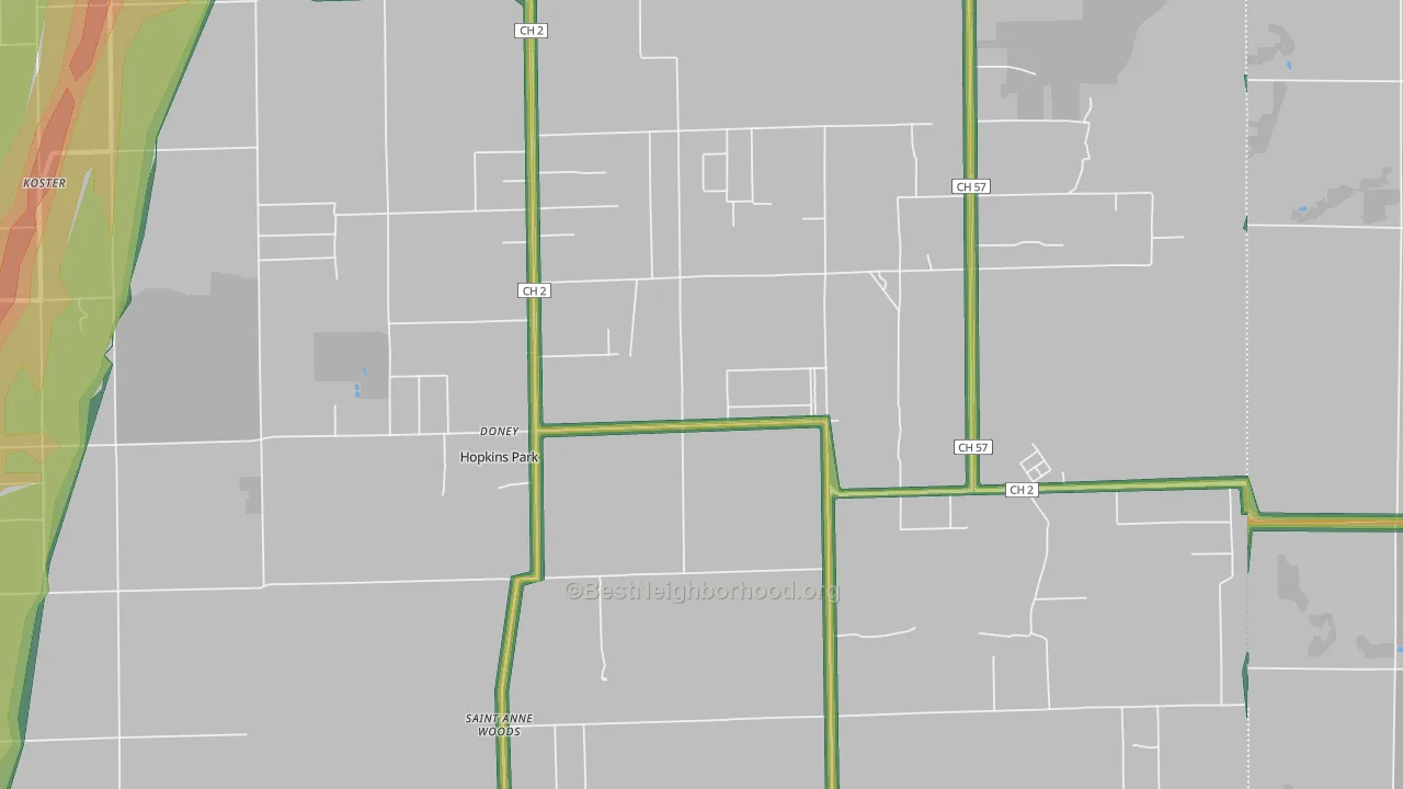 Pembroke Township, IL Map of Noise Levels in Pembroke Township