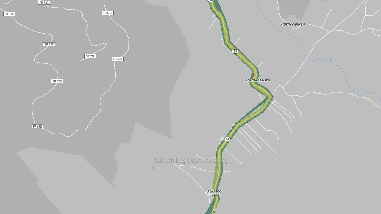 Penasco Blanco, NM Map of Noise Levels in Penasco Blanco