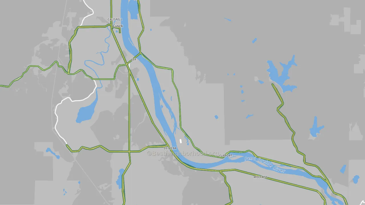 Pend Oreille County, WA Map of Noise Levels in Pend Oreille County