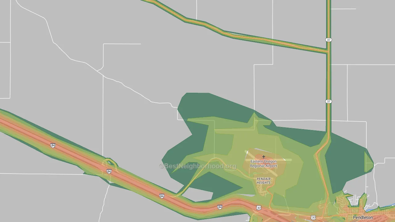 Pendair Heights, OR Map of Noise Levels in Pendair Heights