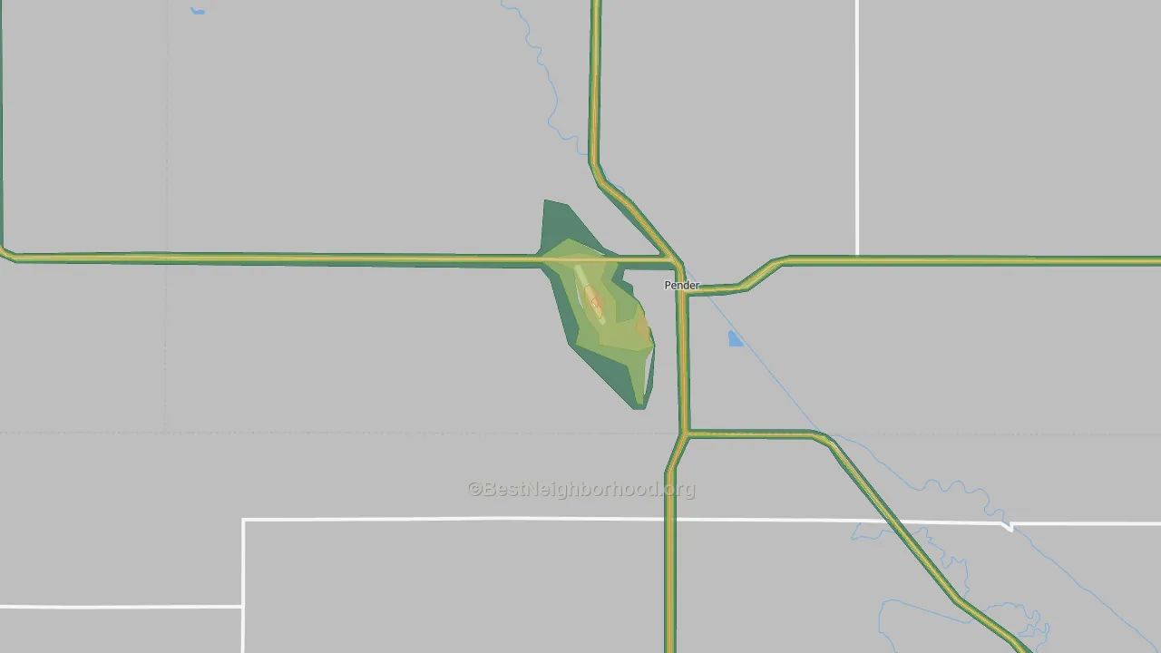 Pender, NE Map of Noise Levels in Pender