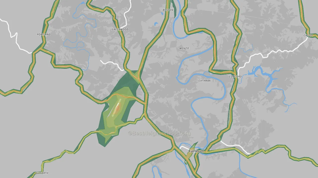 Pendleton County, KY Map of Noise Levels in Pendleton County