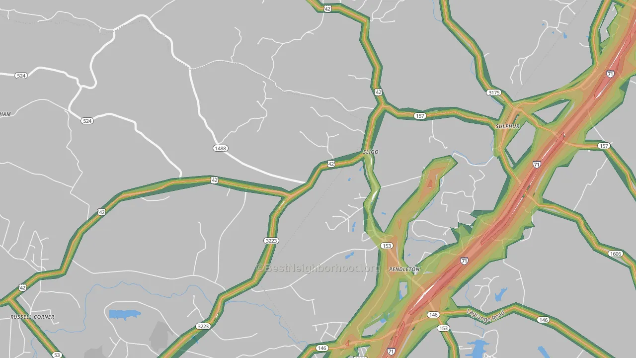 Pendleton, KY Map of Noise Levels in Pendleton