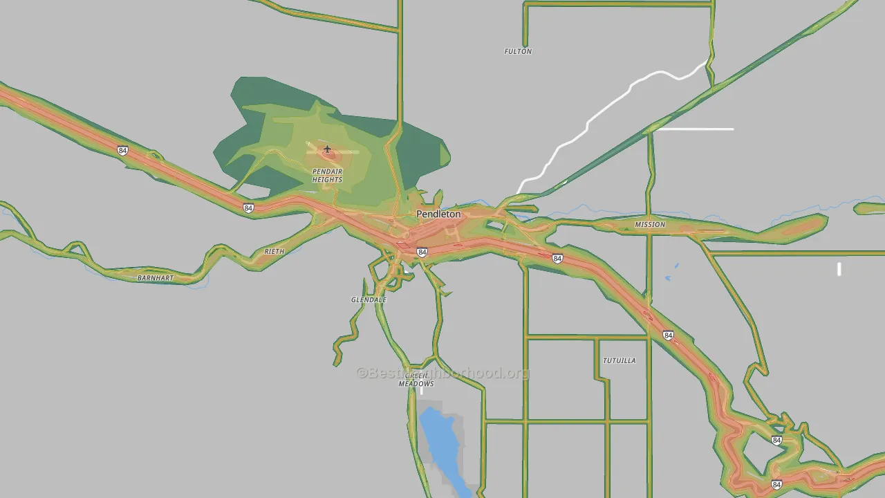 Pendleton, OR Map of Noise Levels in Pendleton