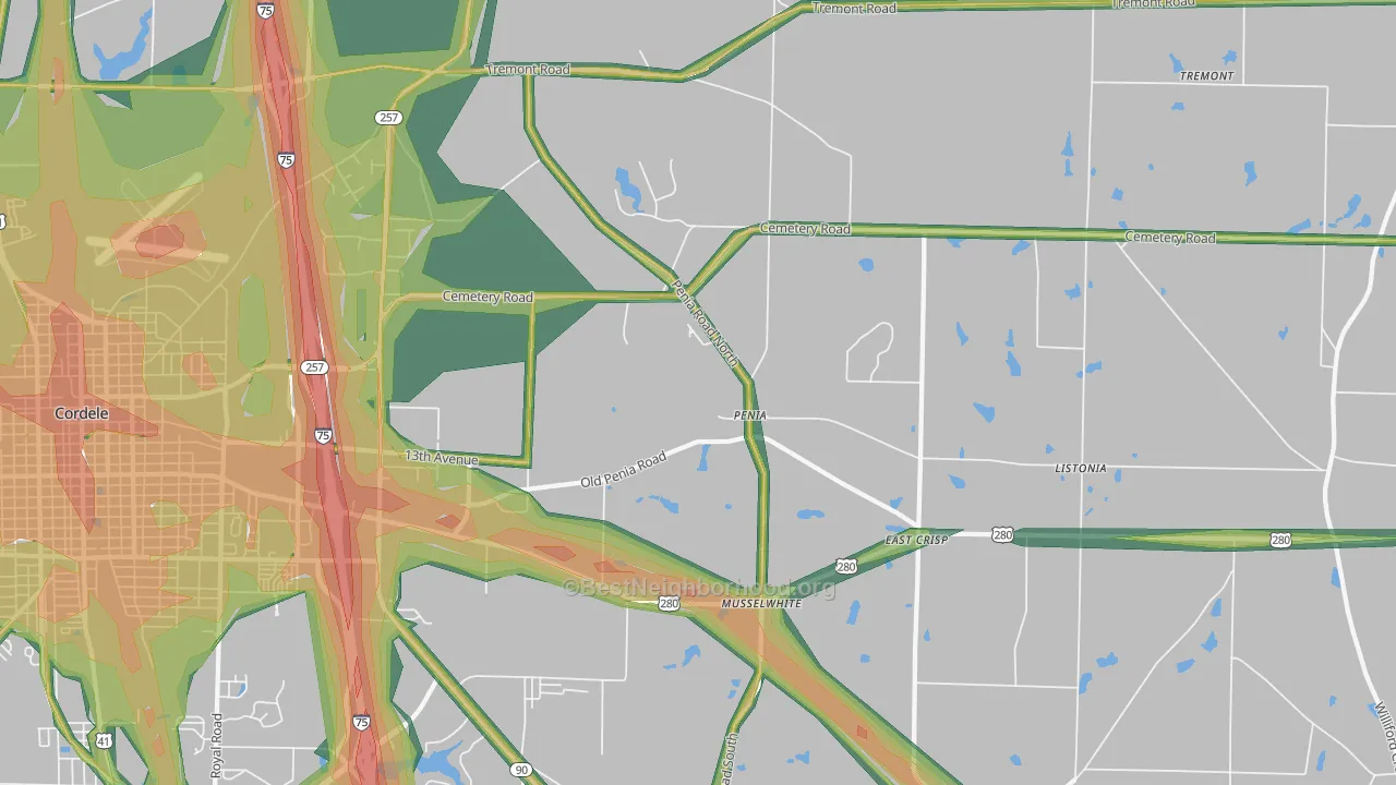 Penia, GA Map of Noise Levels in Penia