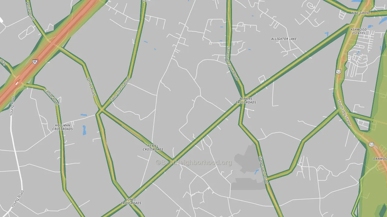 Peniel Crossroads, SC Map of Noise Levels in Peniel Crossroads