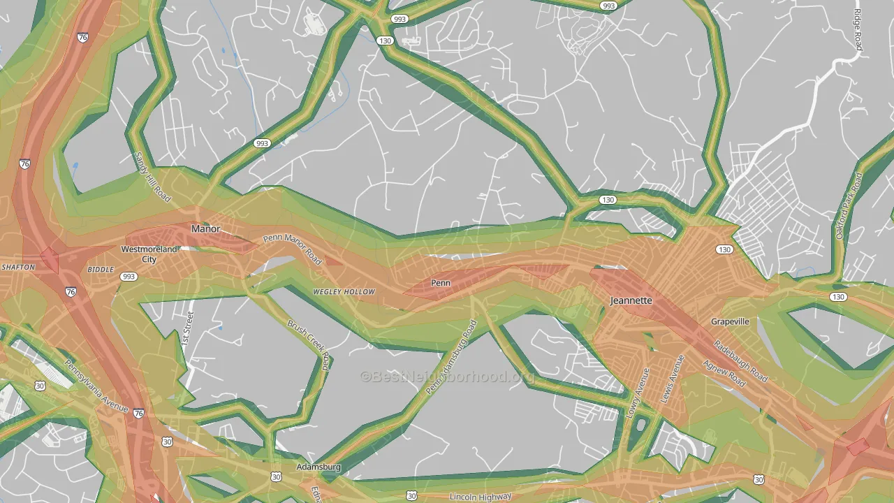 Penn, PA Map of Noise Levels in Penn