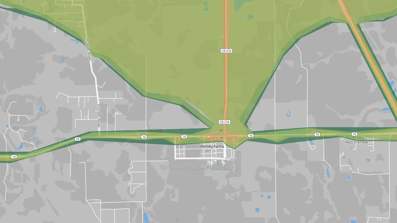 Penney Farms, FL Map of Noise Levels in Penney Farms