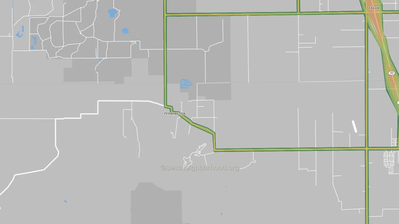 Pennington, CA Map of Noise Levels in Pennington