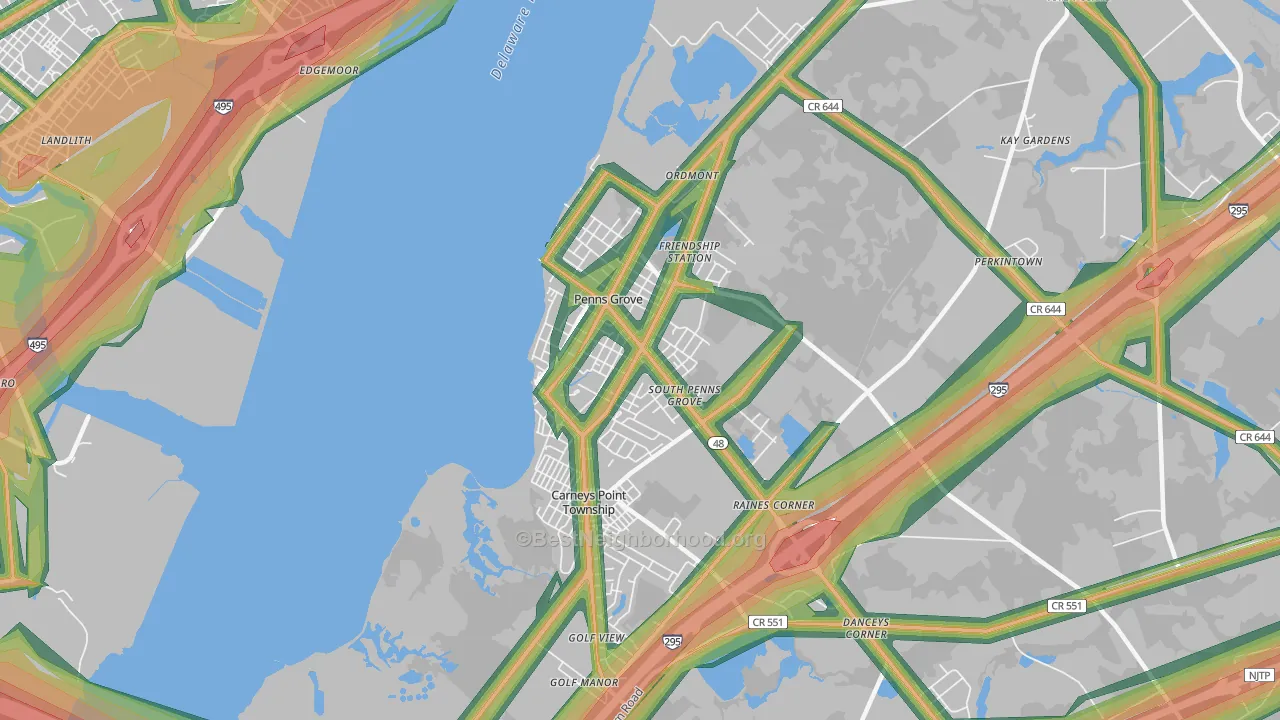 Penns Grove, NJ Map of Noise Levels in Penns Grove