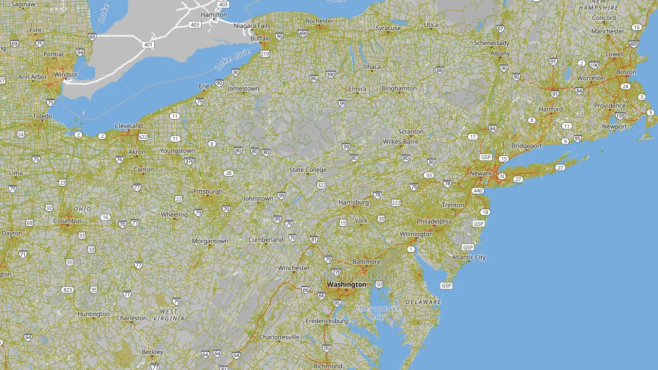 Pennsylvania Map of Noise Levels in Pennsylvania