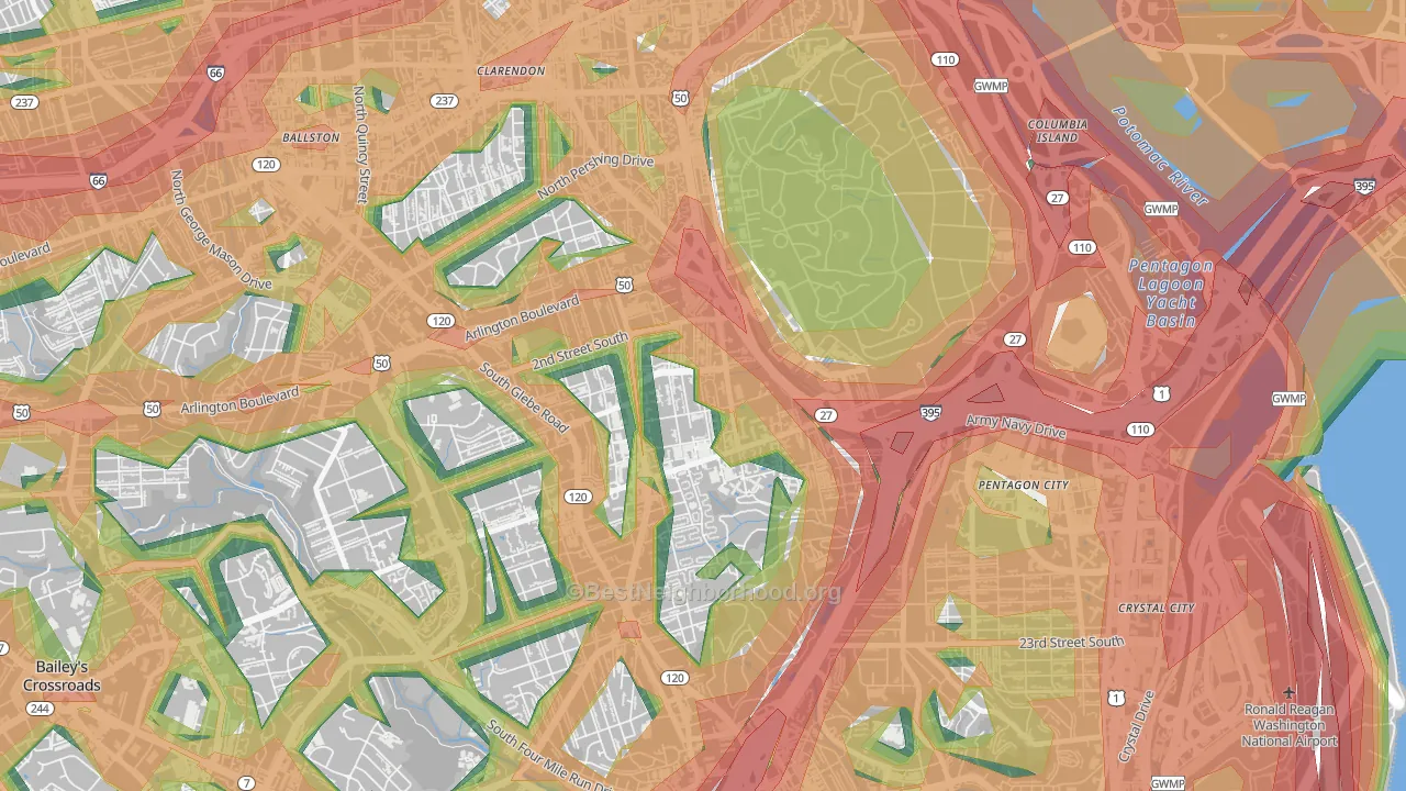 Penrose, Arlington, VA Map of Noise Levels in Penrose