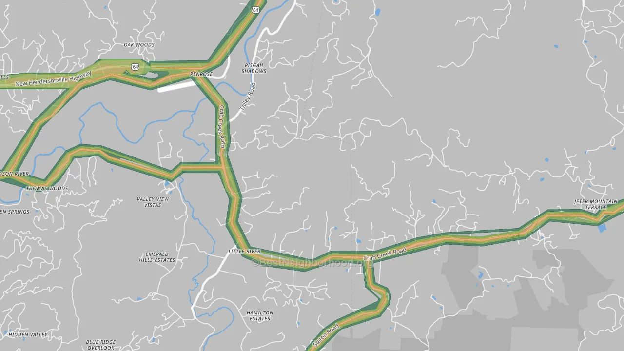 Penrose, NC Map of Noise Levels in Penrose