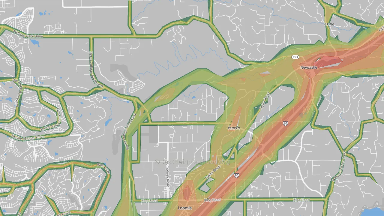 Penryn, CA Map of Noise Levels in Penryn