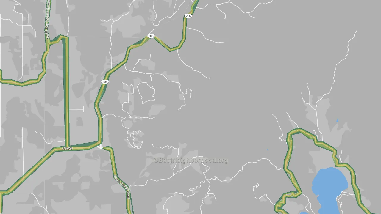 Peone, WA Map of Noise Levels in Peone