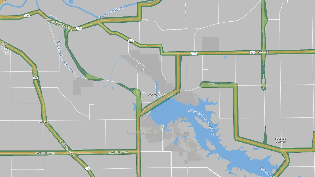 Peoria, IN Map of Noise Levels in Peoria