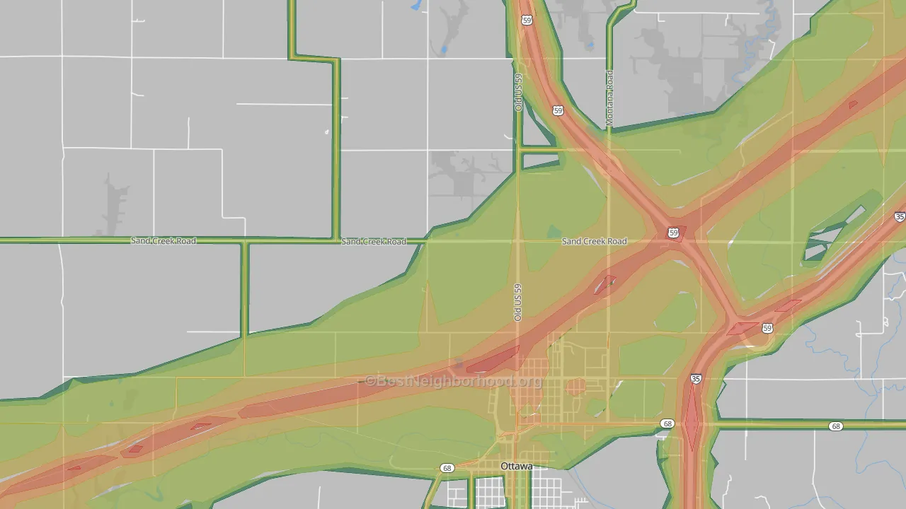 Peoria, KS Map of Noise Levels in Peoria