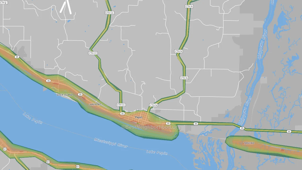 Pepin, WI Map of Noise Levels in Pepin