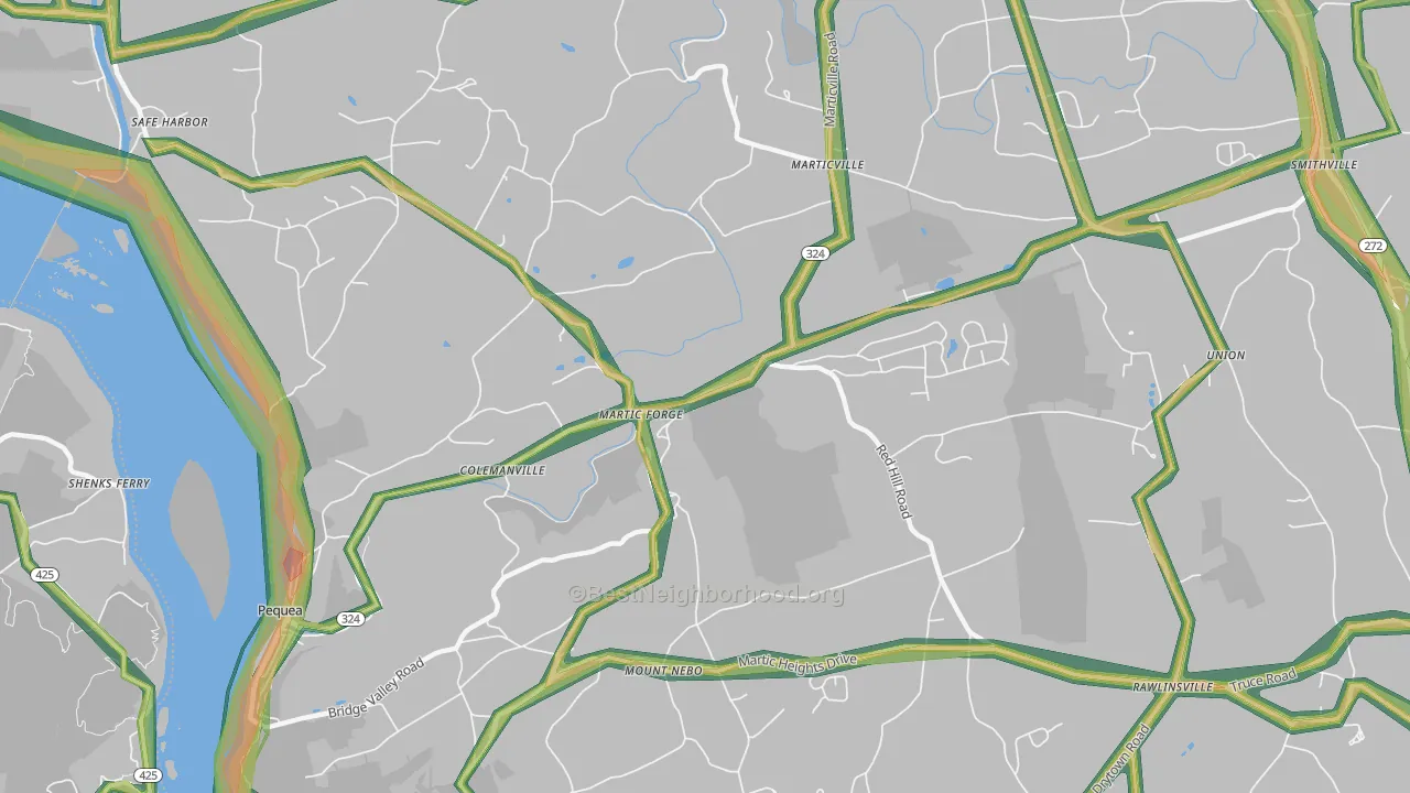 Pequea, PA Map of Noise Levels in Pequea