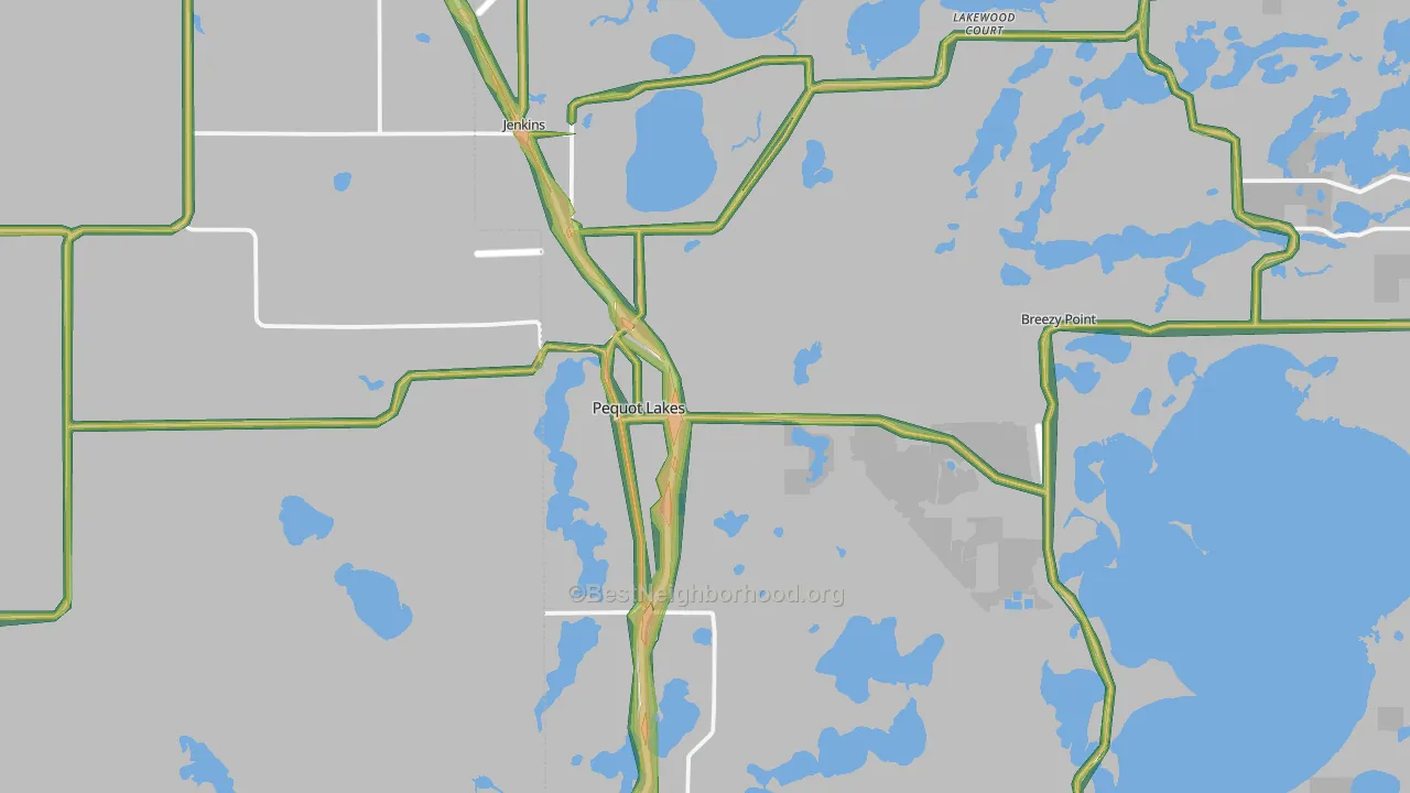 Pequot Lakes, MN Map of Noise Levels in Pequot Lakes