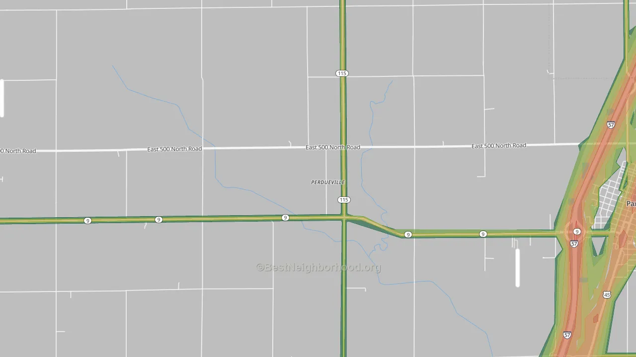 Perdueville, IL Map of Noise Levels in Perdueville