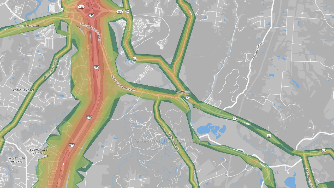 Perintown, OH Map of Noise Levels in Perintown