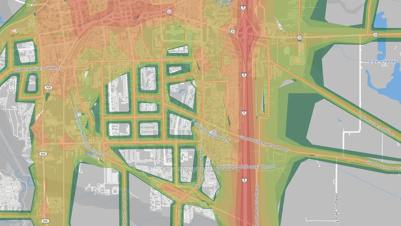 Periwinkle, Albany, OR Map of Noise Levels in Periwinkle