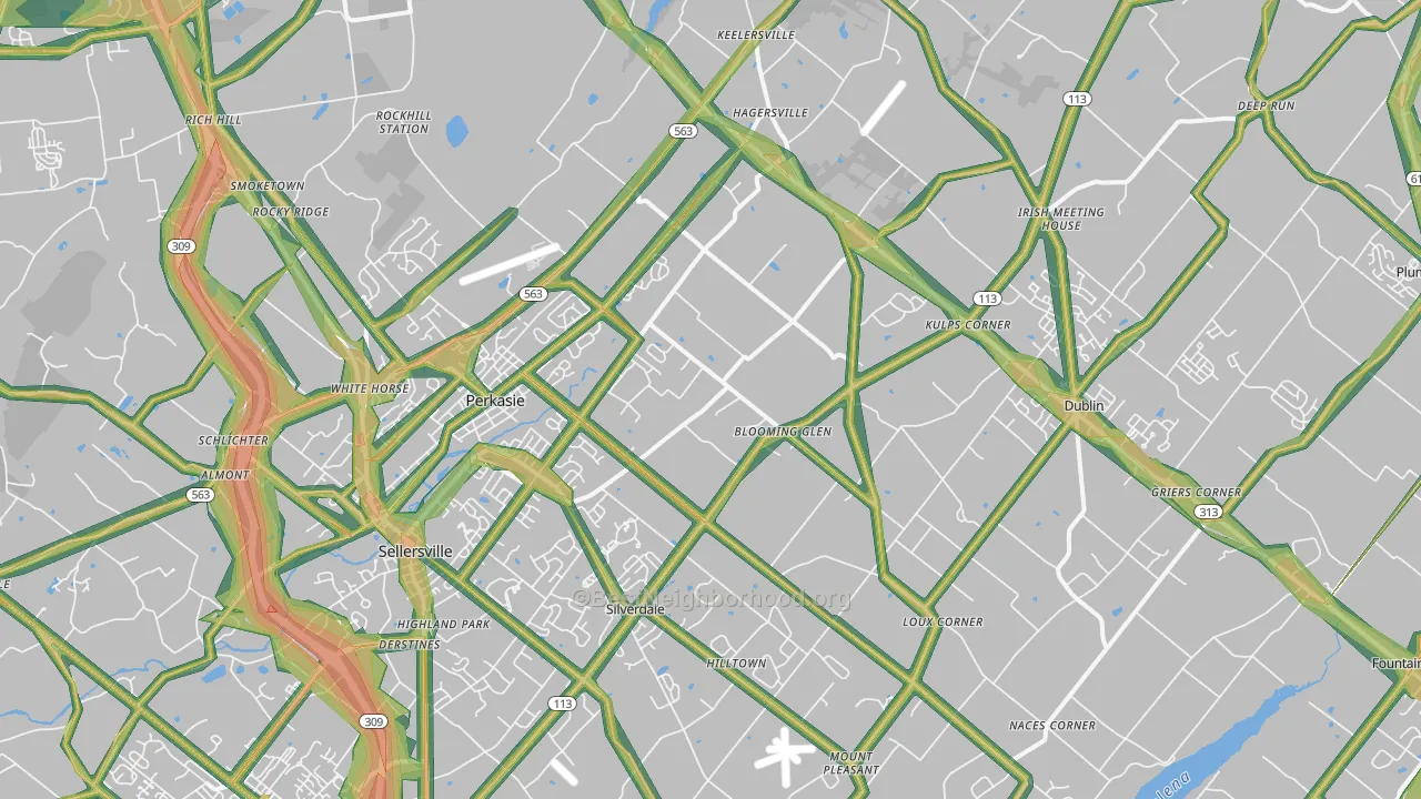 Perkasie, PA Map of Noise Levels in Perkasie