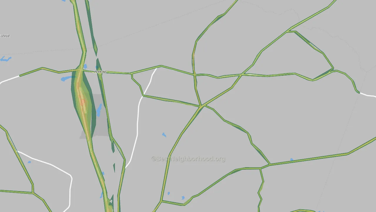 Perkins, GA Map of Noise Levels in Perkins