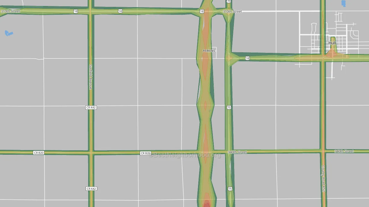 Perkins, IA Map of Noise Levels in Perkins