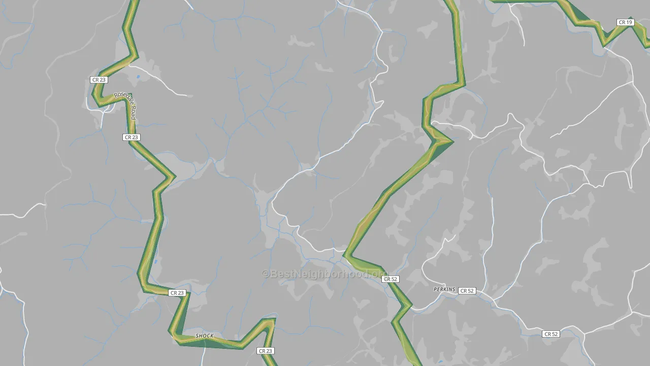 Perkins, WV Map of Noise Levels in Perkins
