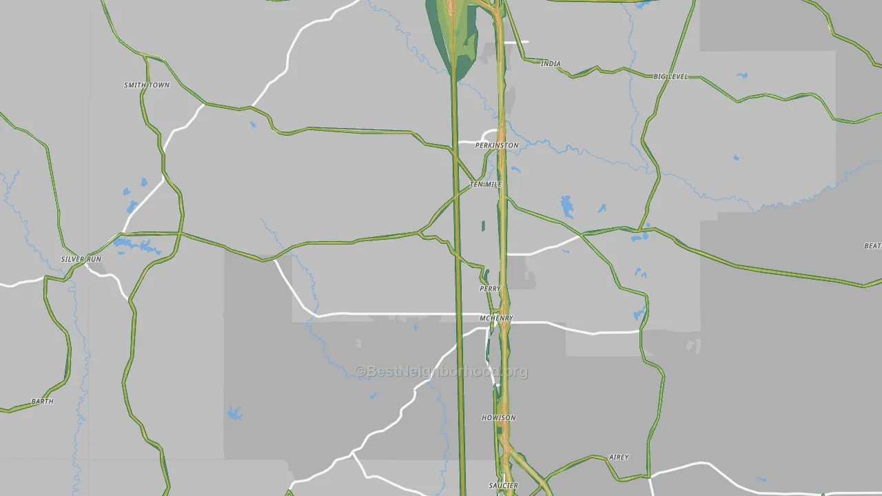 Perkinston, MS Map of Noise Levels in Perkinston