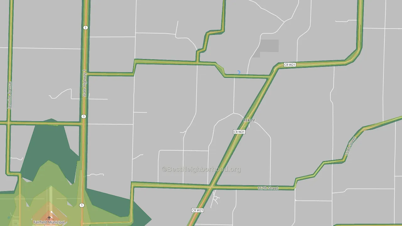 Perlee, IA Map of Noise Levels in Perlee