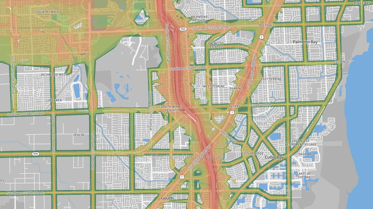 Perrine, FL Map of Noise Levels in Perrine