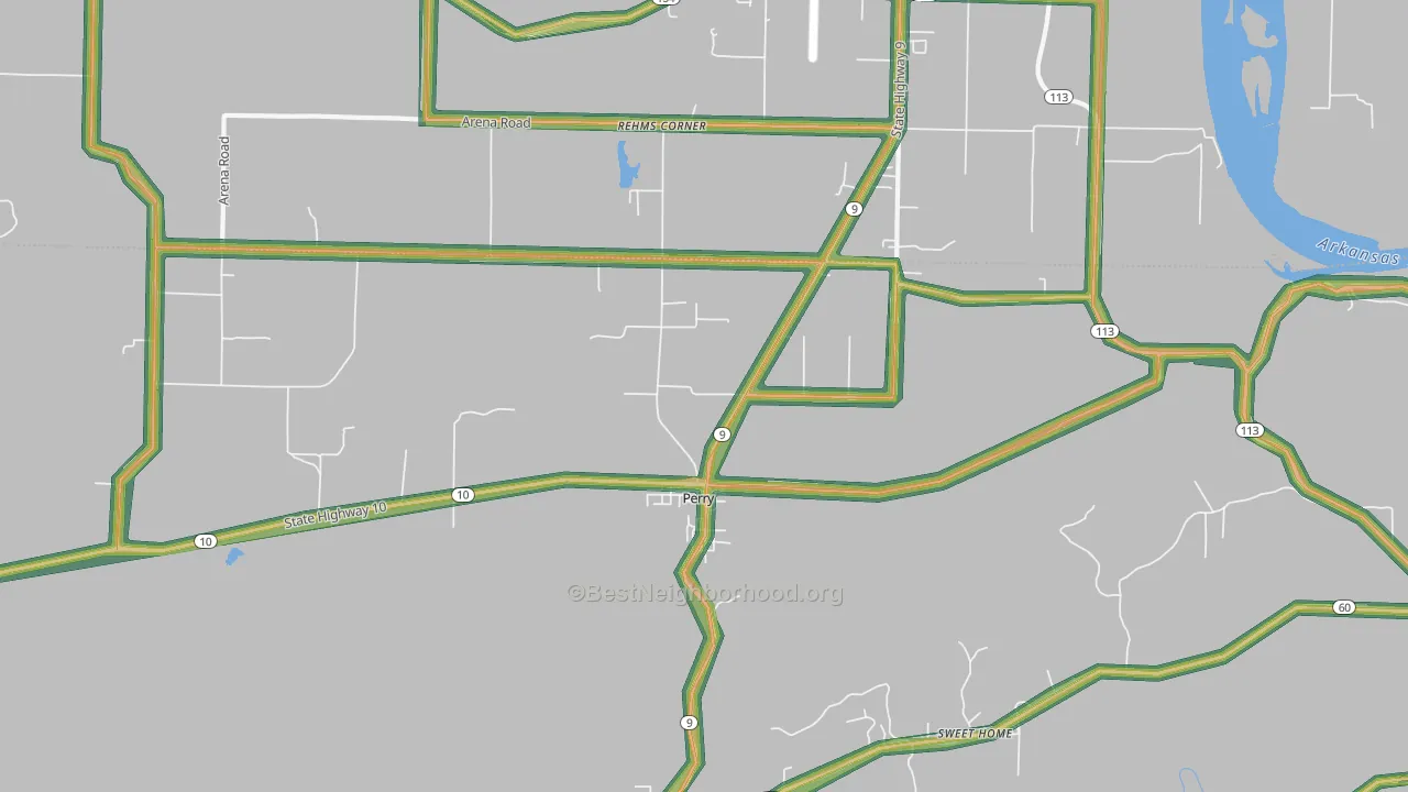 Perry, AR Map of Noise Levels in Perry