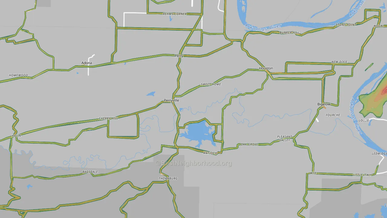 Perry County, AR Map of Noise Levels in Perry County