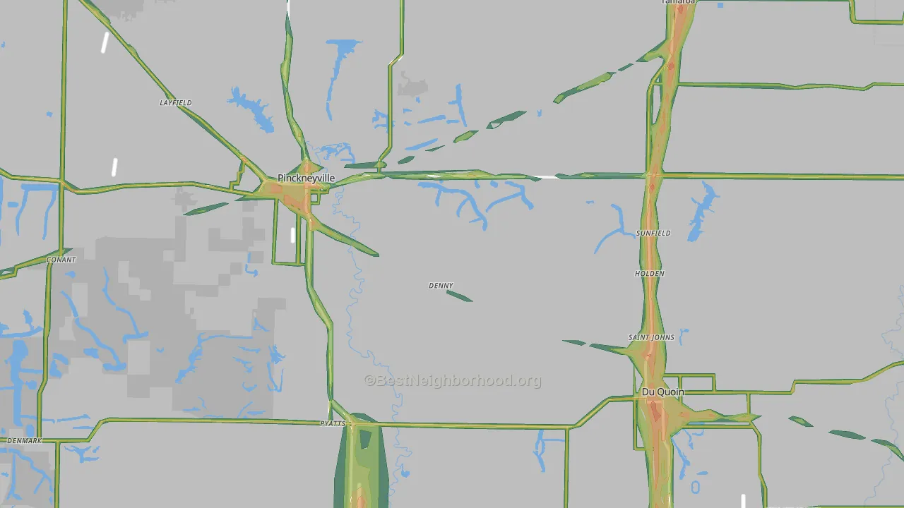 Perry County, IL Map of Noise Levels in Perry County