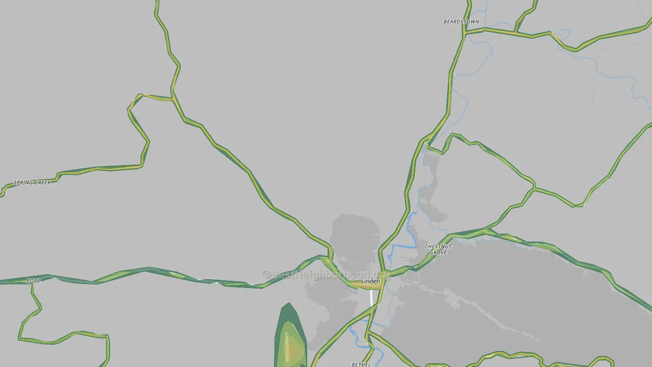 Perry County, TN Map of Noise Levels in Perry County