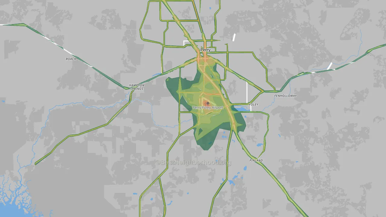 Perry, FL Map of Noise Levels in Perry