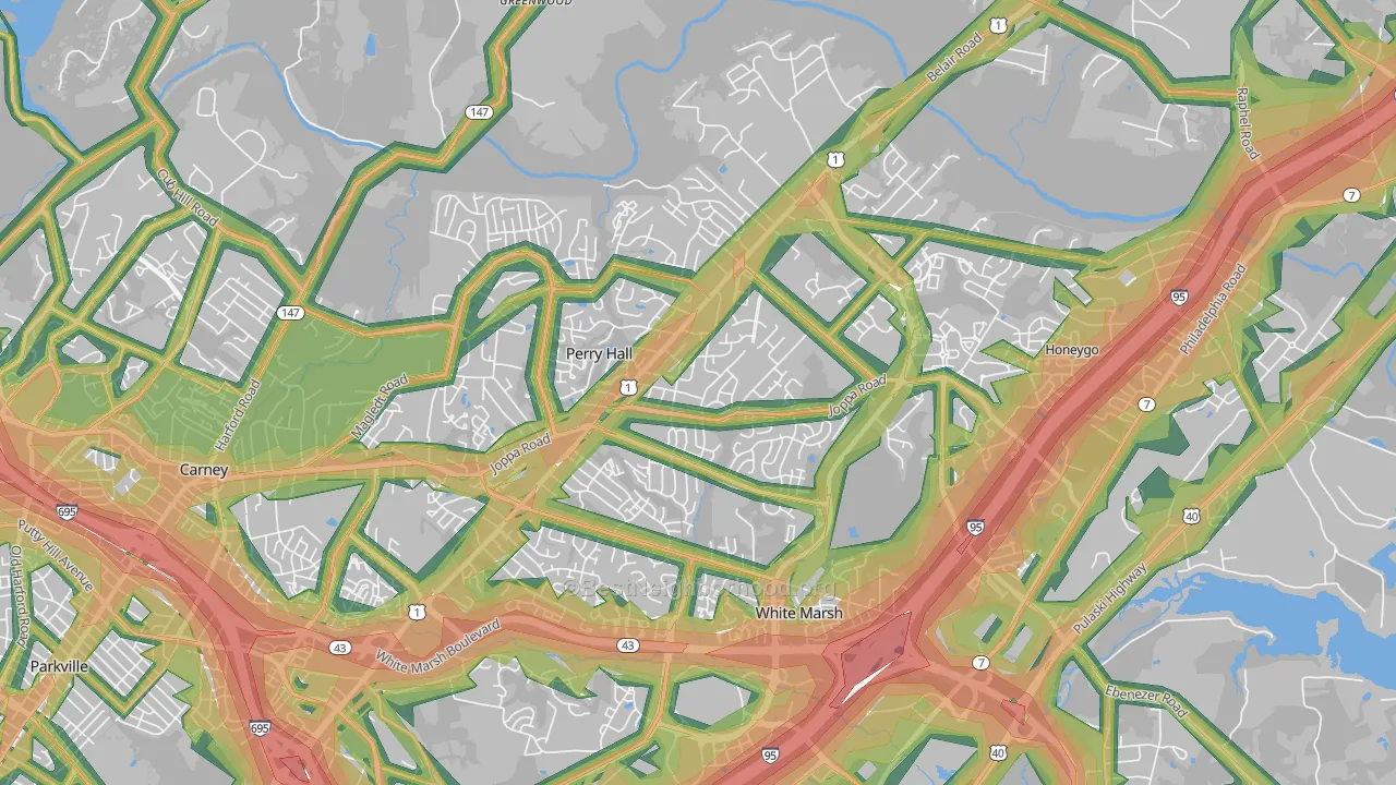 Perry Hall, MD Map of Noise Levels in Perry Hall