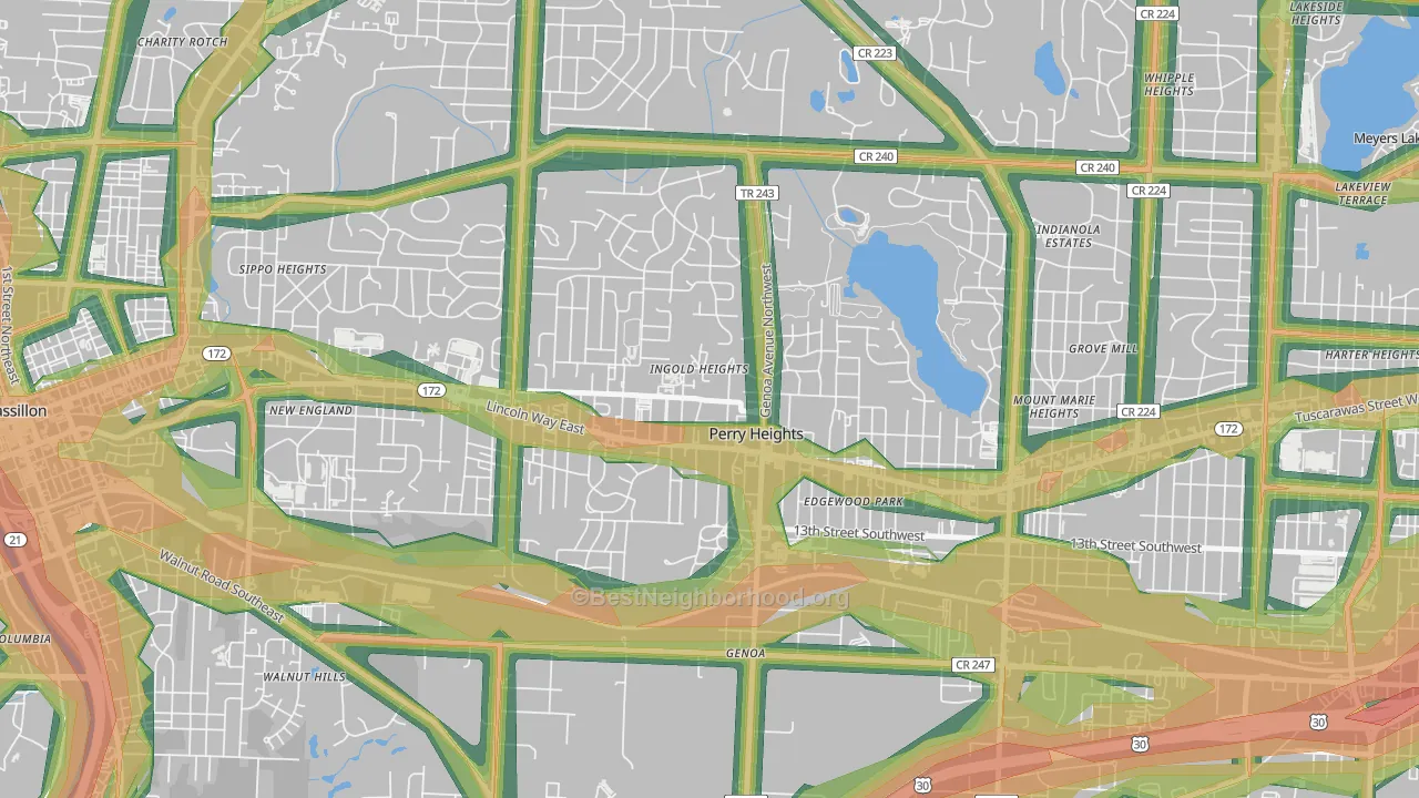 Perry Heights, OH Map of Noise Levels in Perry Heights
