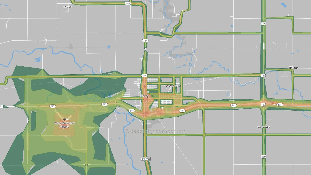 Perry, IA Map of Noise Levels in Perry