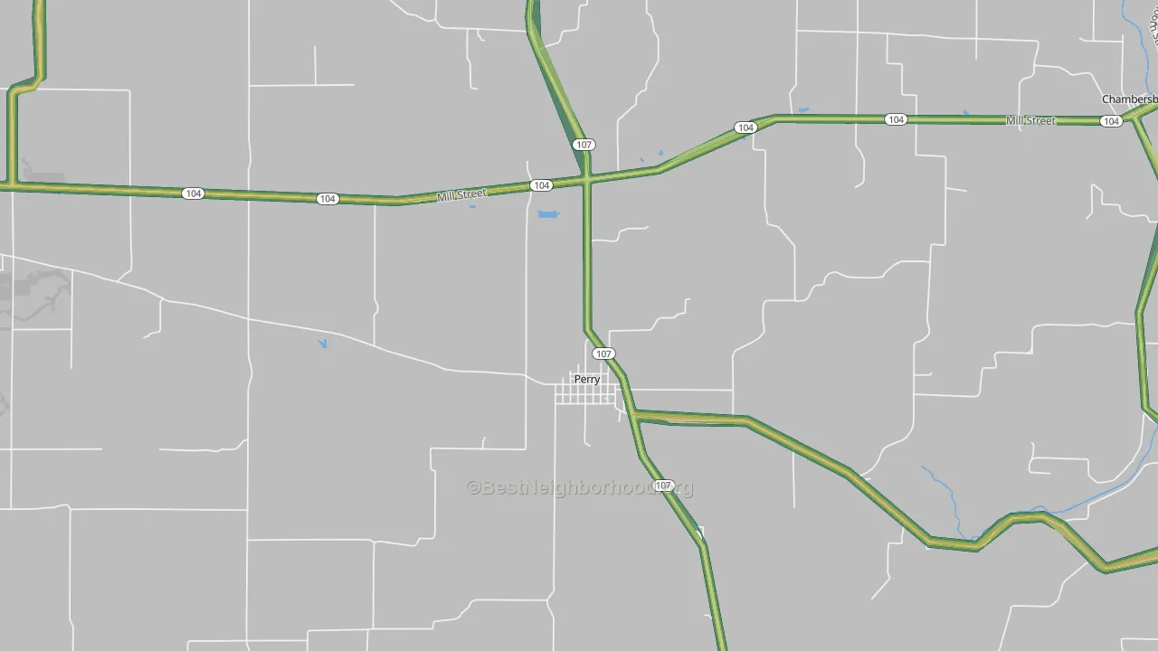 Perry, IL Map of Noise Levels in Perry