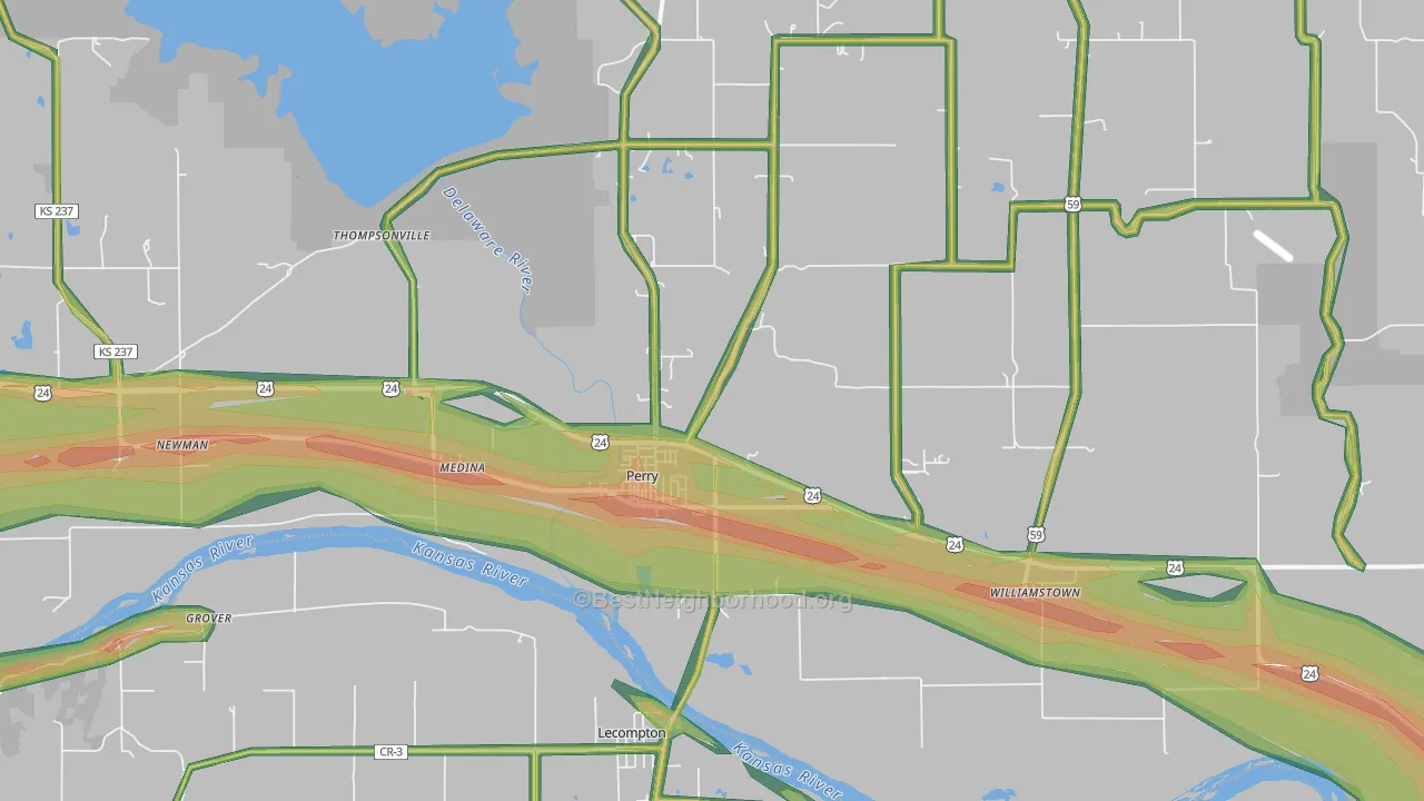 Perry, KS Map of Noise Levels in Perry