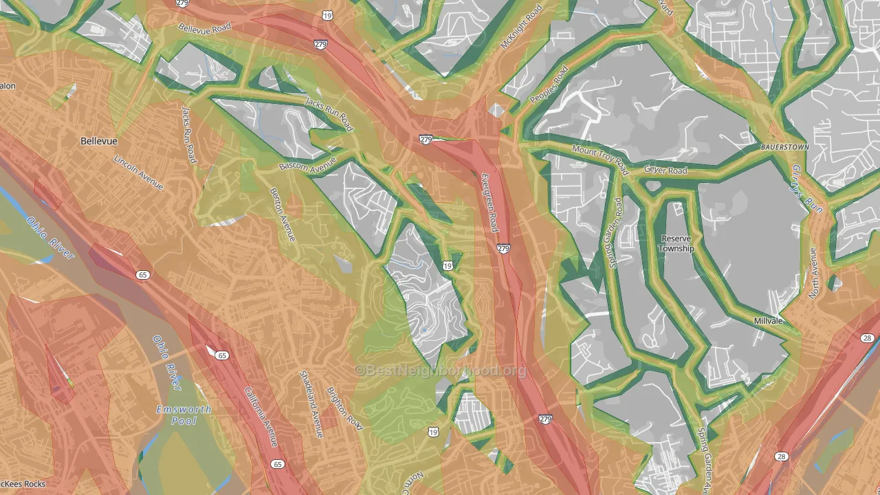 Perry North, Pittsburgh, PA Map of Noise Levels in Perry North